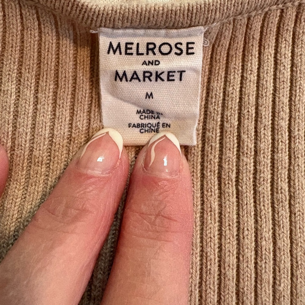 MELROSE AND MARKET Blouson Sleeve, 
Corset Sweater in Beige size M - Picture 3 of 5
